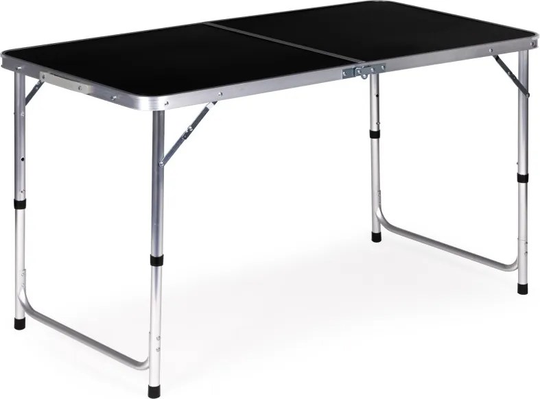 Kerti asztal, MultiGarden GMFC-FY12060, fekete, 120 x 60 cm, összecsukható, állítható magasság (60–70 cm), hordfogantyúval, teherbírás: 50 kg