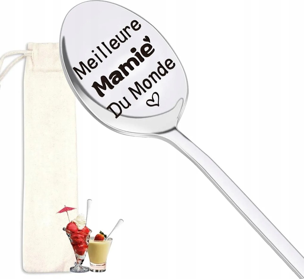 Rozsdamentes acél kanál nagyinak „Meilleure Mamie” Ajándék
