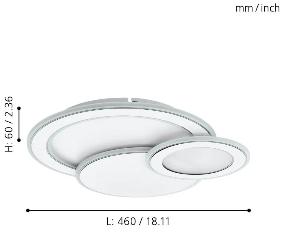 Eglo MENTALURGIA 99397 mennyezetlámpa, 50W LED, 2700K-4000K-6500K, 5000 lm