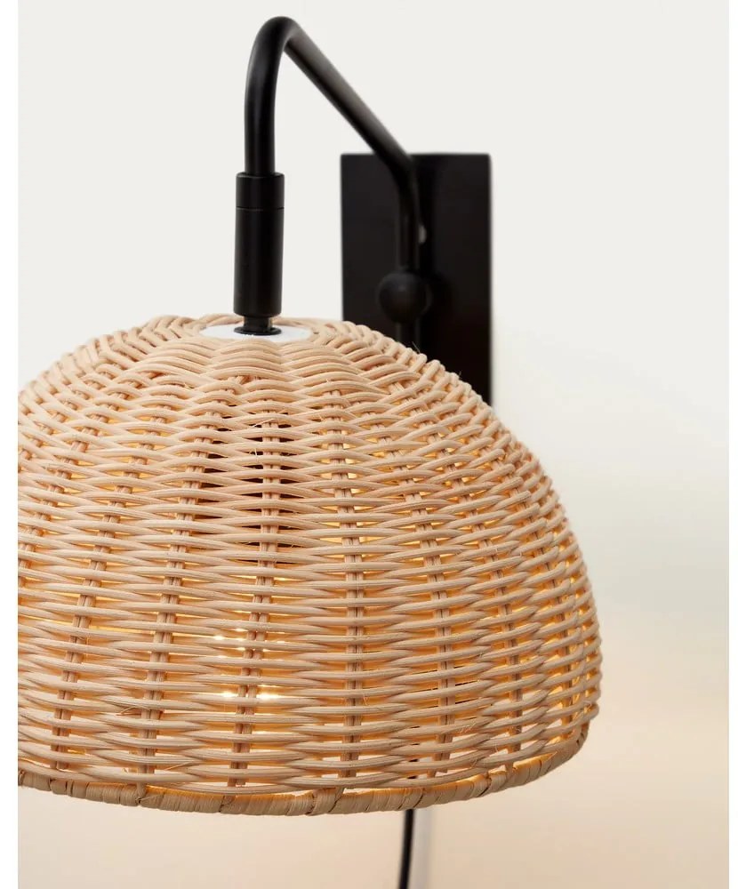 Fekete-natúr színű fali lámpa ø 23 cm Damila – Kave Home