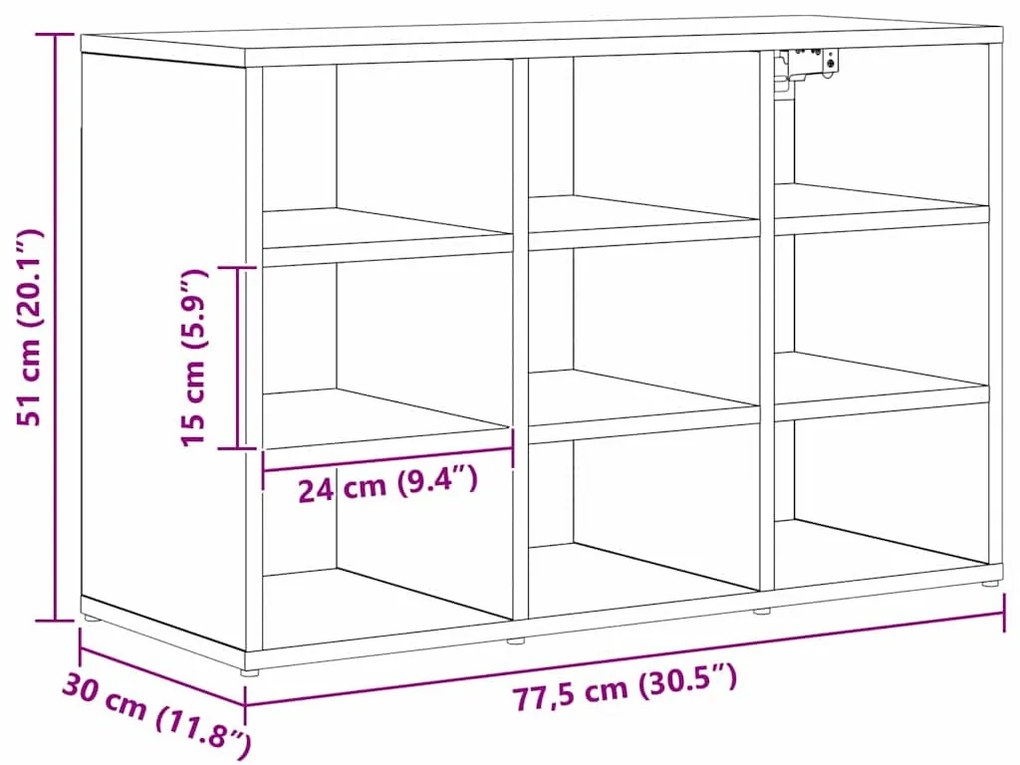 Cipősszekrény polcokkal Musta tammi 77.5 x 30 x 51 cm Faanyag