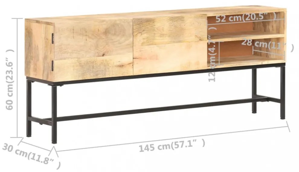 tömör mangófa komód 145 x 30 x 60 cm