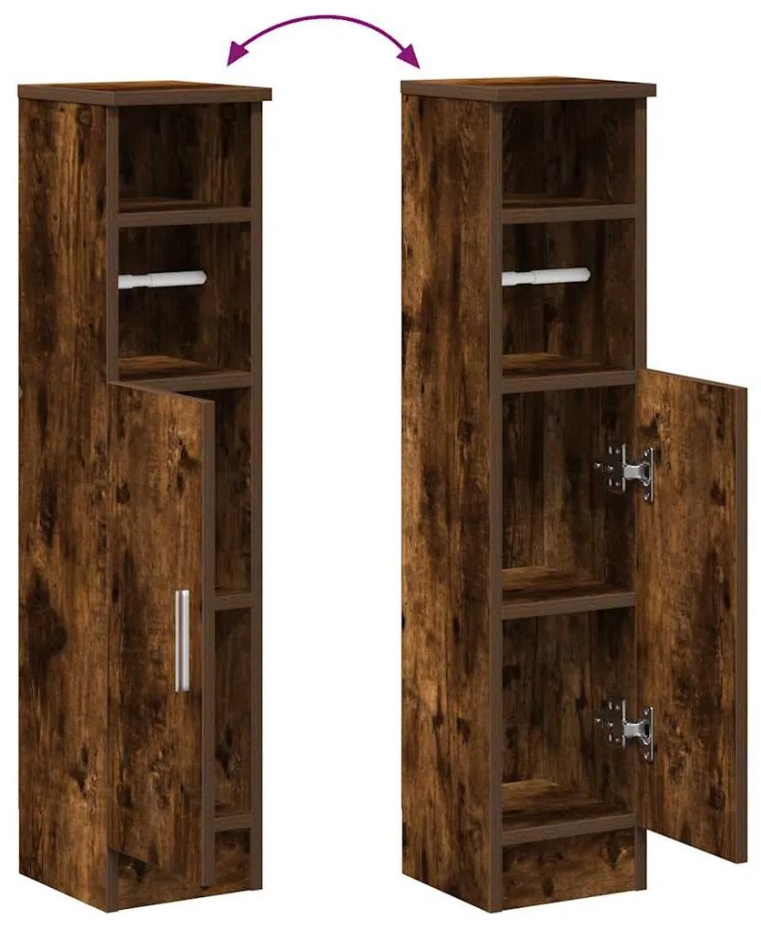 füstös tölgy fürdőszobaszekrény tekercstartóval 20,5x22x90 cm