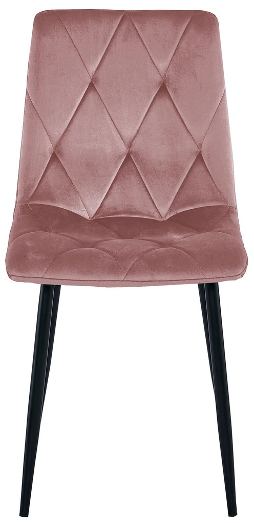 Rózsaszín bársony étkezőszék LIBRA fekete lábakkal