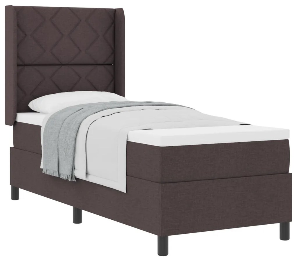 Boxspring Ágy Matrac Ezüst Barna 80x200 cm Szövet