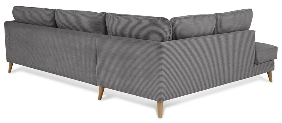 Sötétszürke kordbársony sarokkanapé (bal oldali) Paris – Scandic