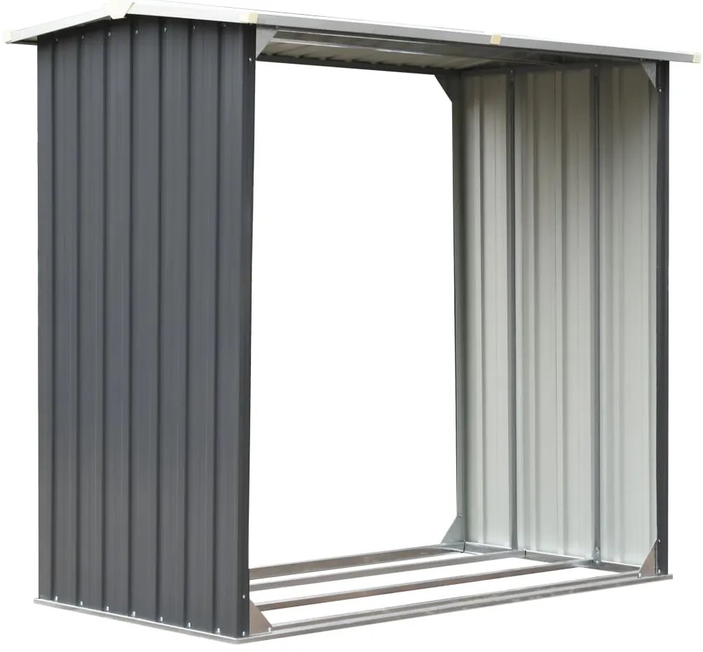 vidaXL szürke horganyzott acél kerti tűzifatároló 172 x 91 x 154 cm