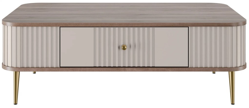 Vesper fiókos dohányzóasztal 103x60 cm - kasmír / dió / arany lábak