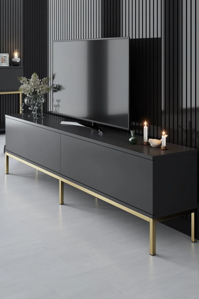TV szekrény Lord - Anthracite, Gold