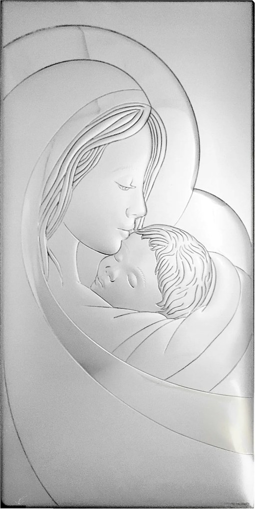 Ezüst Szűzanya kép Jézussal| Méret: 15x30 cm Cikkszám: FU831115