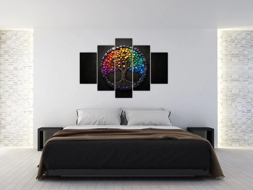 Kép – Fa színes szívekkel (150x105 cm)
