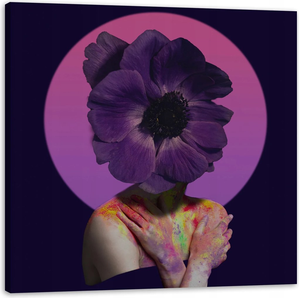 Vászonkép Lila Virág Lány Színek 40X40 cm