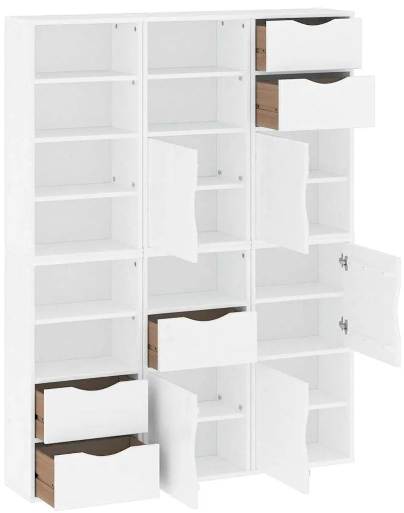 6 db fehér tömörfa fenyőfa oldalsó szekrény ODDA 40x24x79 cm