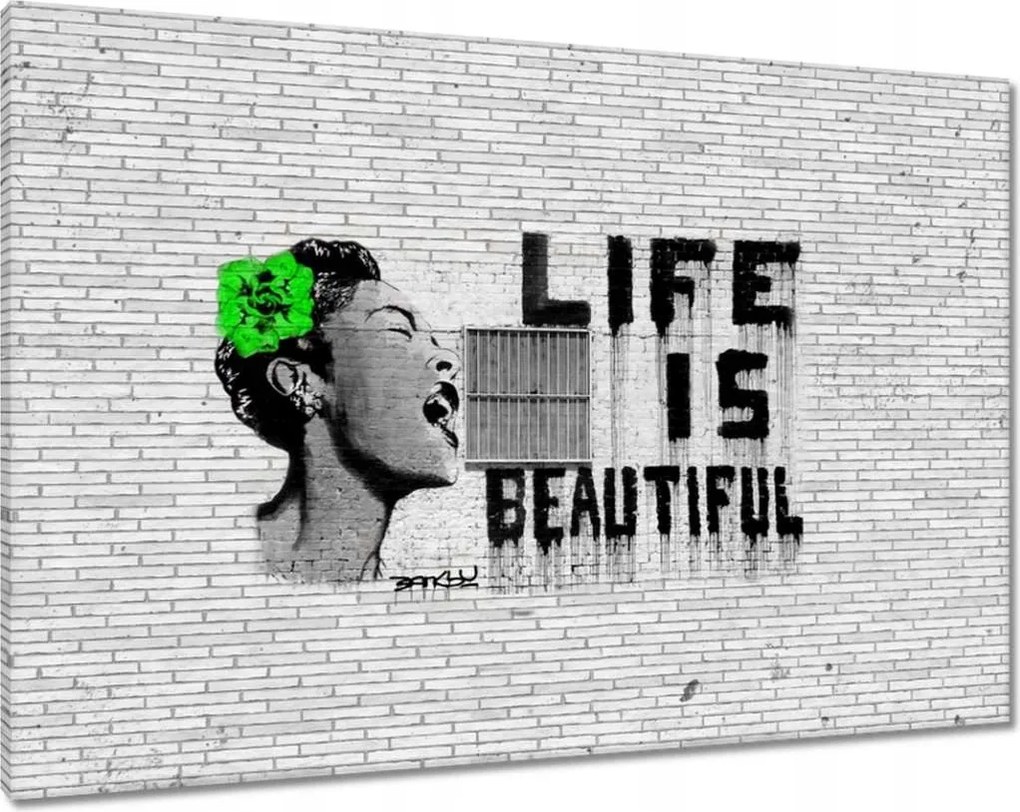 Festmények 100x70 Banksy Life is beautiful
