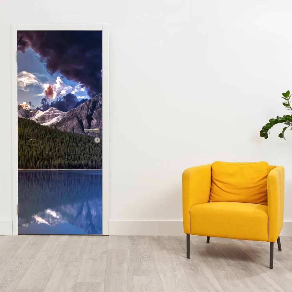 Fotótapéta ajtóra - Tó és hegyek (95x205cm)
