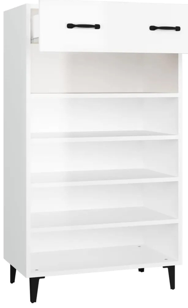 vidaXL magasfényű fehér szerelt fa cipőszekrény 60 x 35 x 105 cm