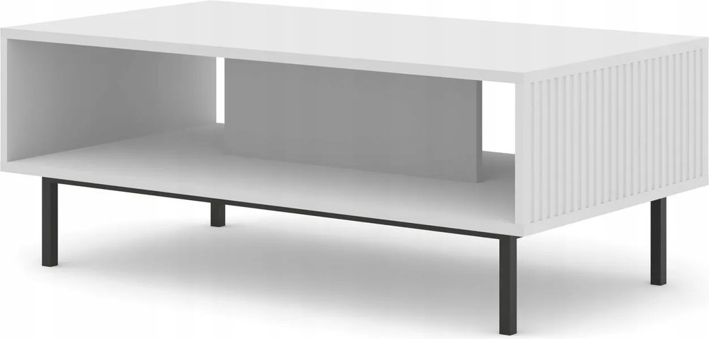 Ravenna B dohányzóasztal 90x60 matt fehér, fekete kerettel