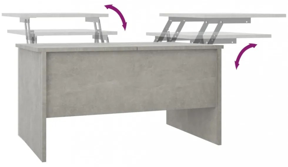 betonszürke szerelt fa dohányzóasztal 80 x 50 x 42,5 cm