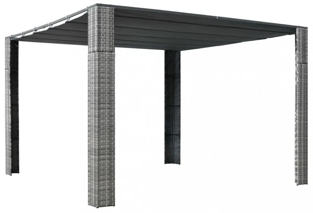 szürke és antracit polyrattan pavilon tetővel 300x300x200 cm
