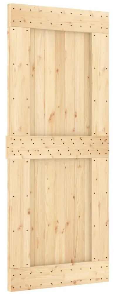 tömör fenyőfa tolóajtó fémszerelékszettel 85x210 cm