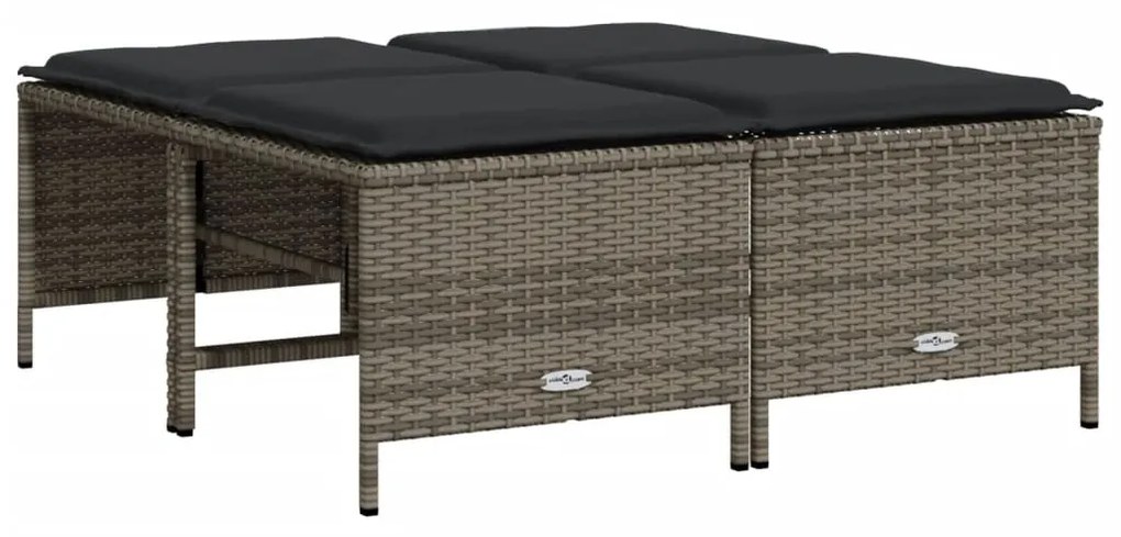 4 db szürke polyrattan kerti szék párnákkal