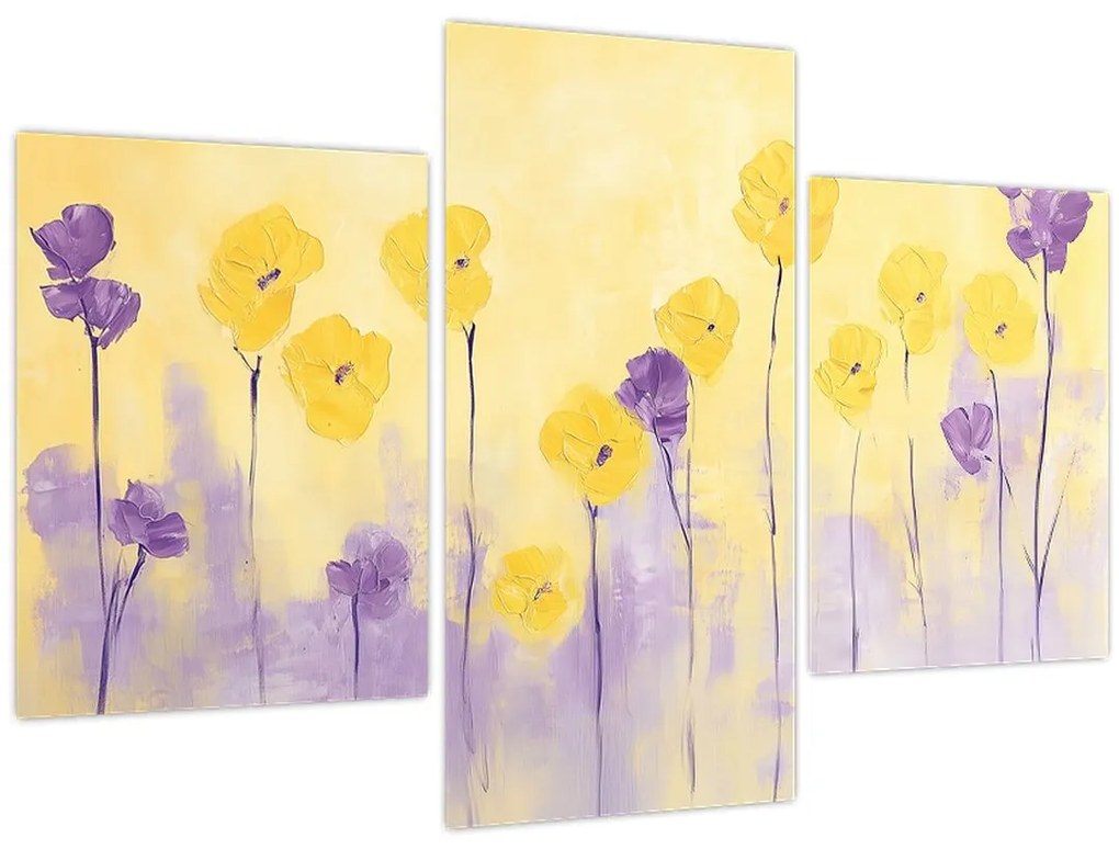 Kép - Lila és sárga virágok (90x60 cm)