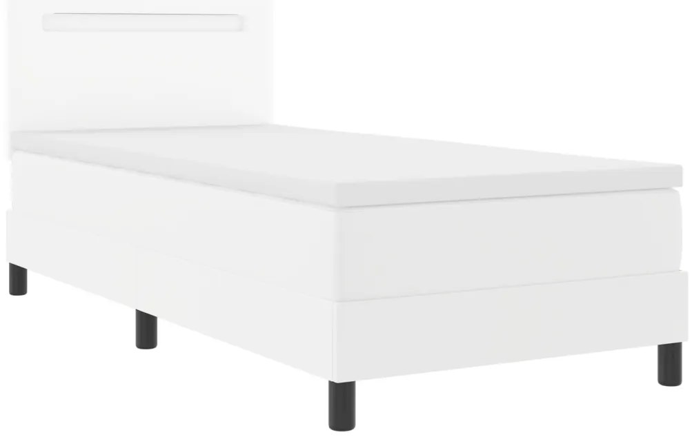 Boxspring Ágy Matraccal - Fehér 100x200 cm Műbőrből.