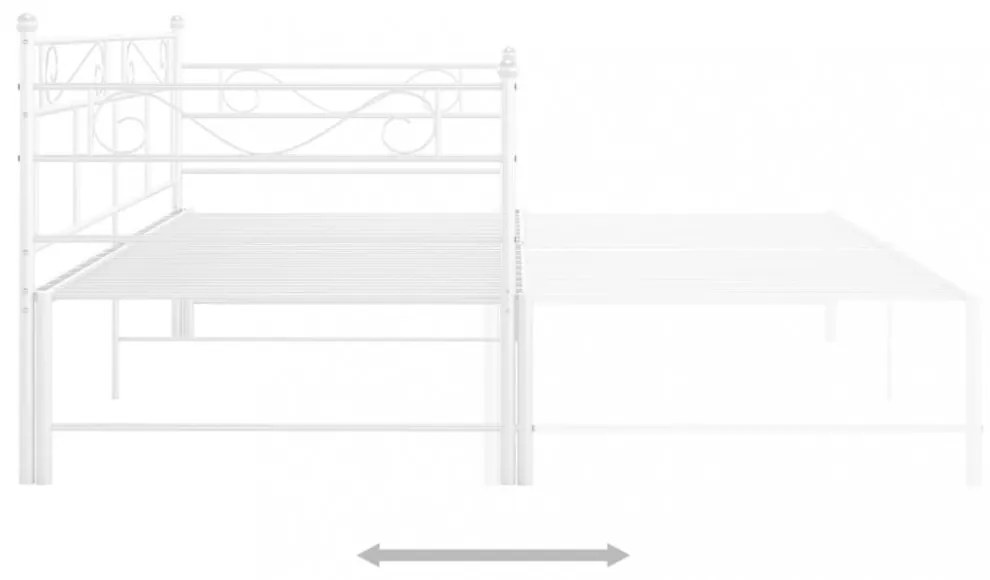 fehér fém kihúzható kanapéágy-keret 90 x 200 cm