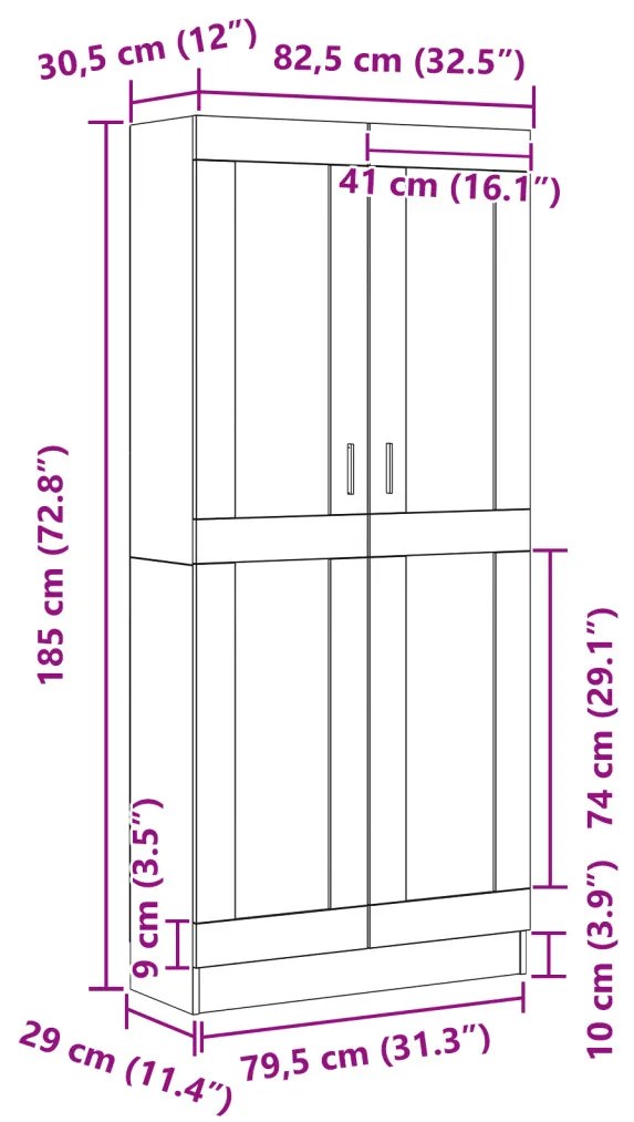 Könyvespolcok 2 db Fekete tölgyből 82,5x30,5x185 cm Műszaki fa