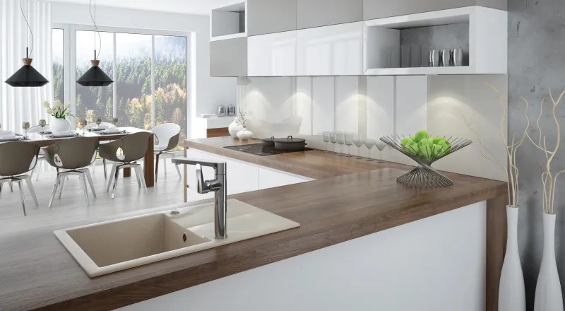 Andante gránit mosogató_beige_1 medence+csepegtető