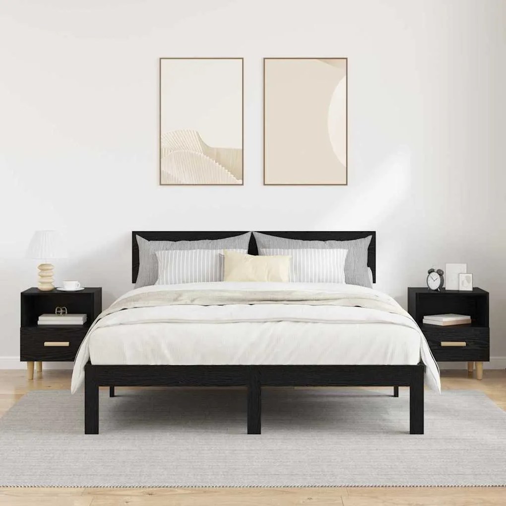 Éjjeliszekrény 2 pcs Musta tammi 40 x 35 x 47.5 cm Faanyag