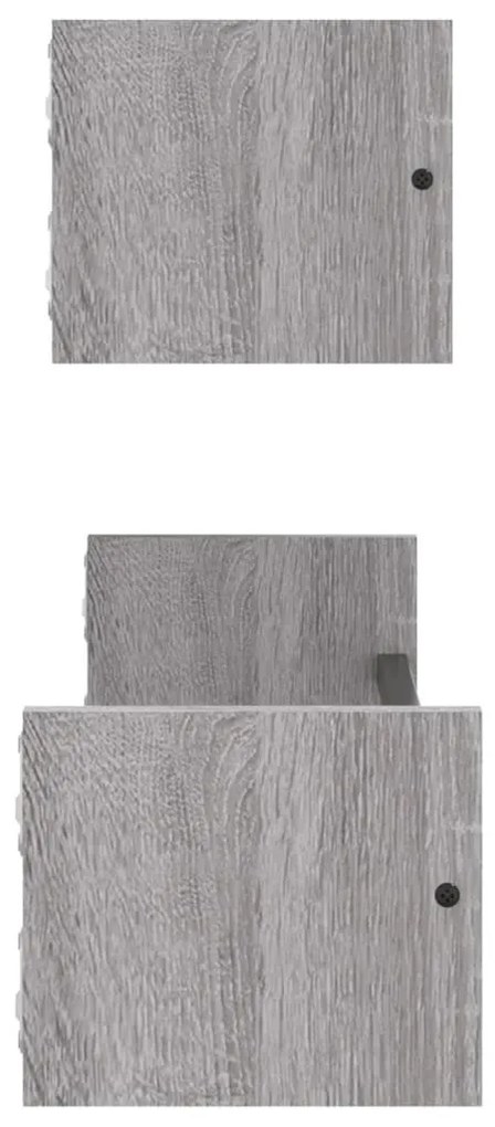 2 db szürke sonoma színű fali polc rúddal 60 x 16 x 14 cm