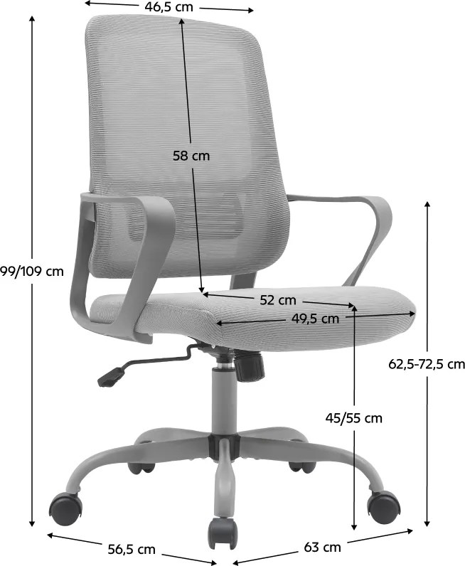 Irodai szék, szürke, SALOMO TYP 2