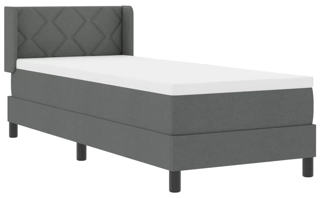 Boxspring Ágy Matraccal – Sötétszürke, 80 x 200 cm Szövet