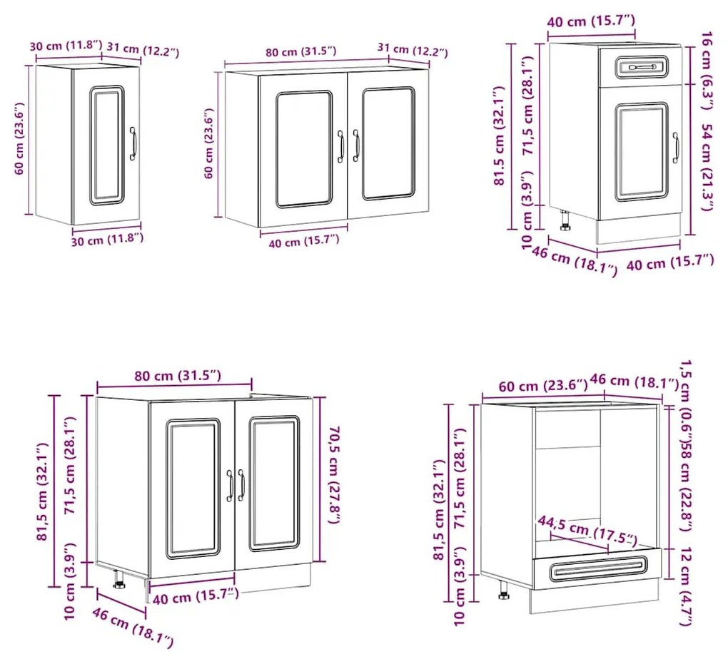 vidaXL 8 részes konyhaszekrény szett Kalmar sonoma tölgy műszaki fa
