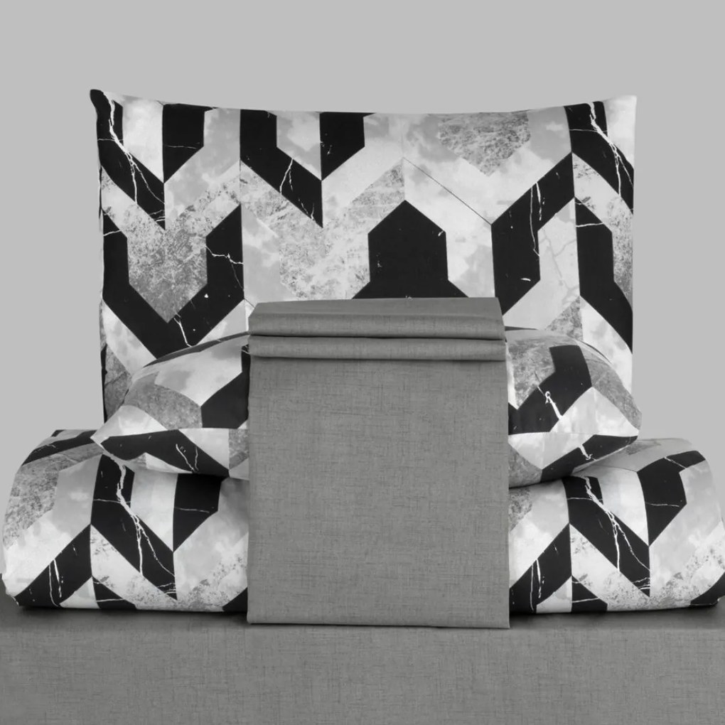 Marble szürke pamut ágyneműhuzat 200x140cm+90x70cm TiaHome