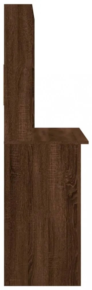 barna tölgy szerelt fa íróasztal polcokkal 102 x 45 x 148 cm