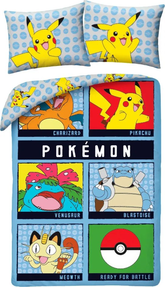 Pokémon Ready for Battle ágyneműhuzat 140×200cm, 70×90 cm