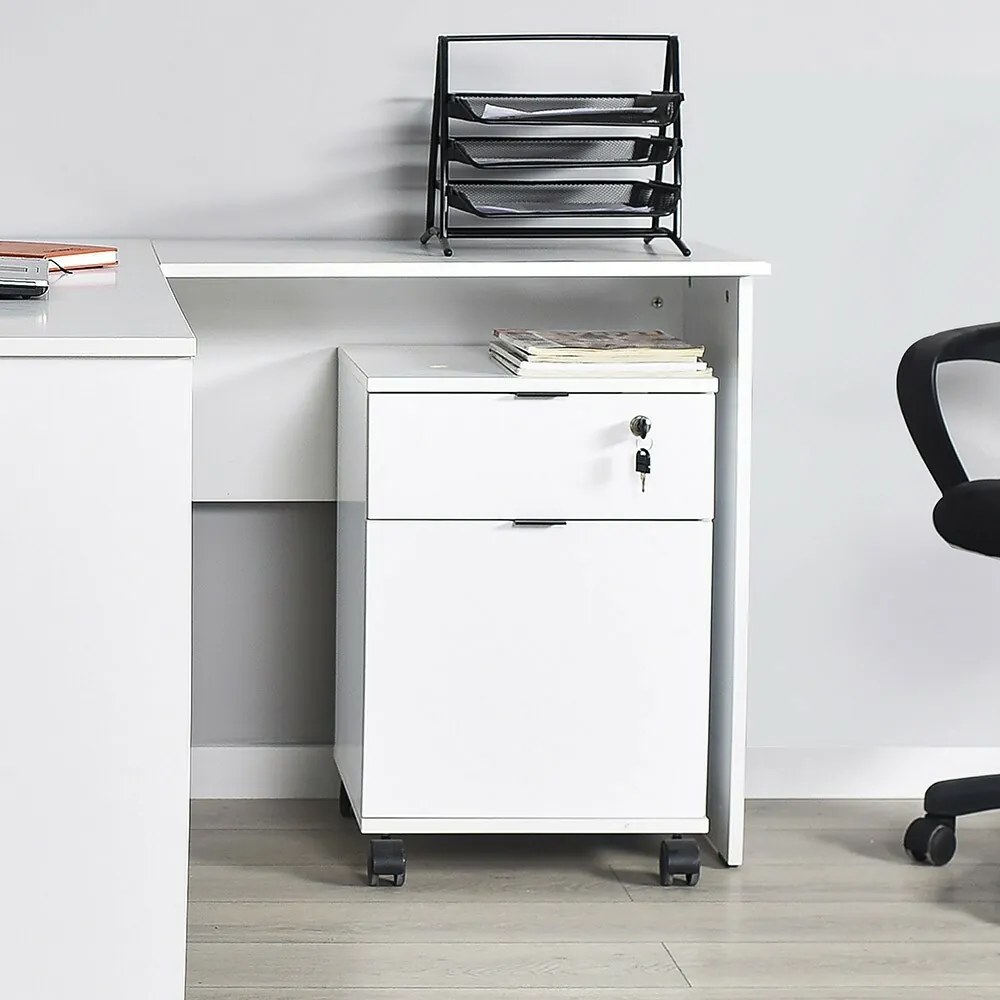 White wheeled chest of drawers