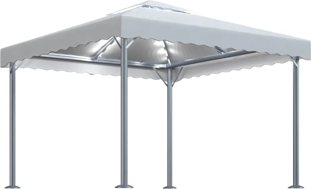 vidaXL krémszínű alumíniumpavilon LED fényfüzérrel 300 x 300 cm