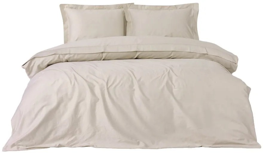 Bézs kétszemélyes hosszabbított pamut-szatén ágyneműhuzat 240x220 cm Elegant – Mijolnir