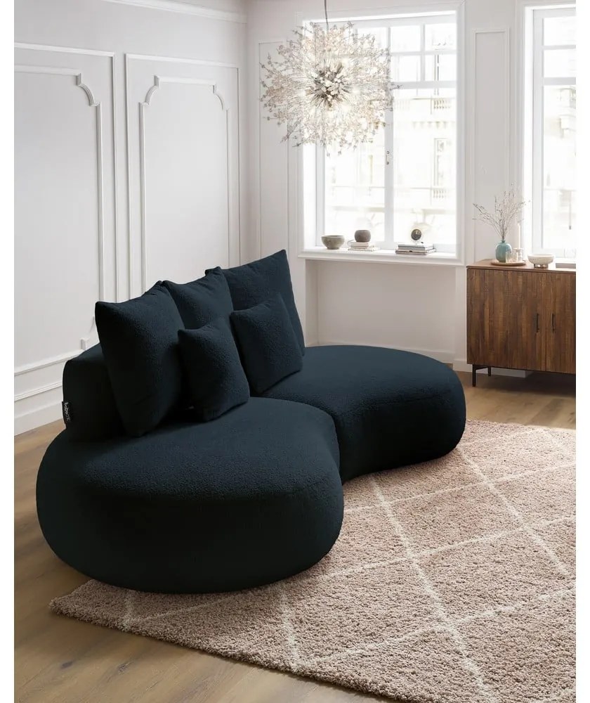 Sötétkék buklé szövet kanapé 260 cm Saint-Germain – Bobochic Paris