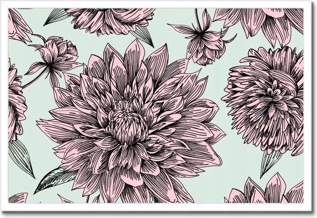 Poszter keretben 60x40 Púderrózsaszín Virág