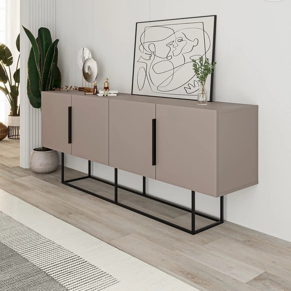 Szürke-bézs alacsony komód 200x80 cm Titan – Marckeric