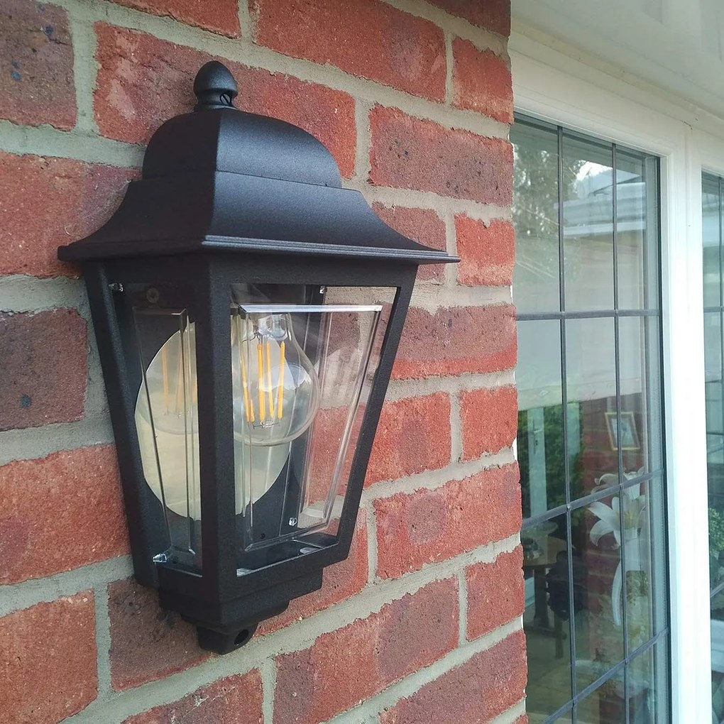 Elstead lighting klasszikus kültéri fali lámpa deco lane fekete átlátszó elsdeco-lane7-black IP44