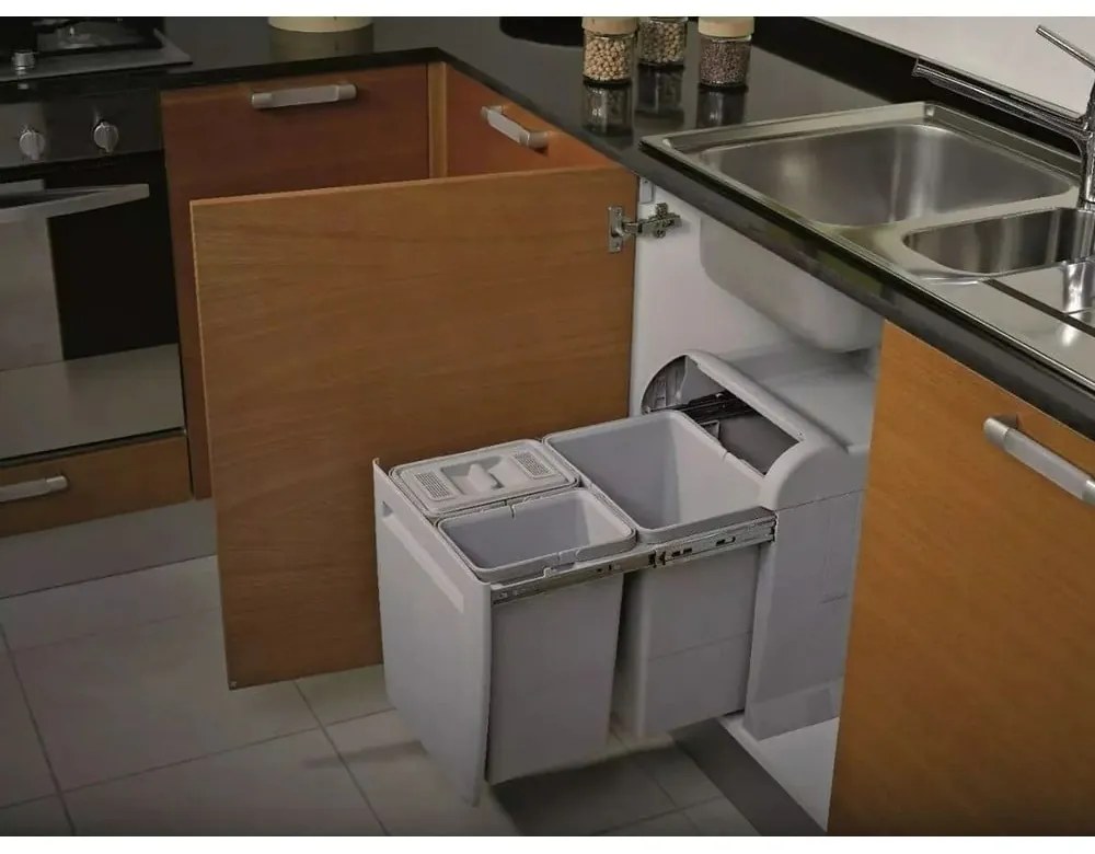 Műanyag szemetes szelektív hulladékhoz/beépíthető 18 + 12 + 12 + 8 l City - Elletipi