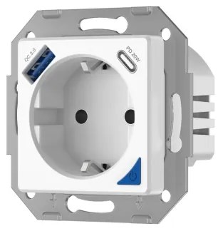 Immax NEO 07801L - Okos aljzat 16A/230V + 1xUSB-A+1xUSB-C Tuya SCHUKO