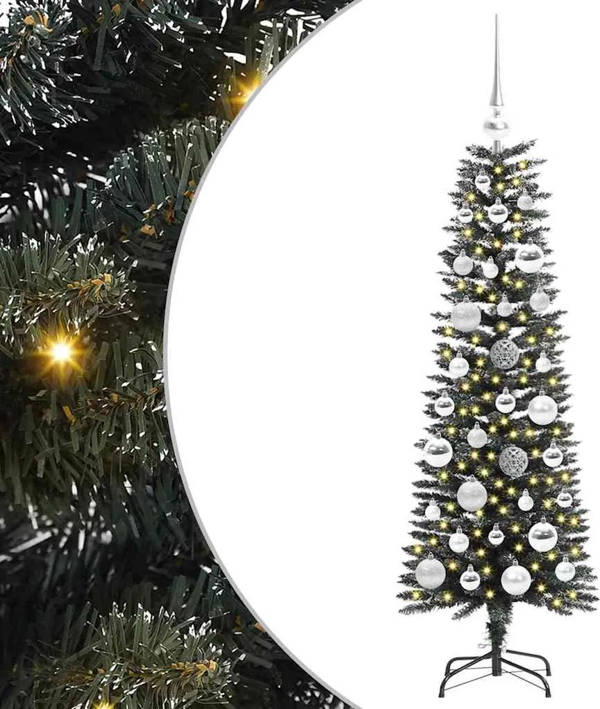 vidaXL Mű karácsonyfa 150 LED-del Zöld 120 cm PVC és Műanyag és Acél