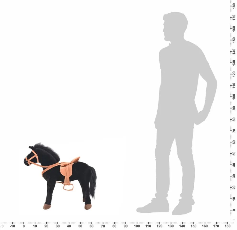 fekete álló ló plüssjáték