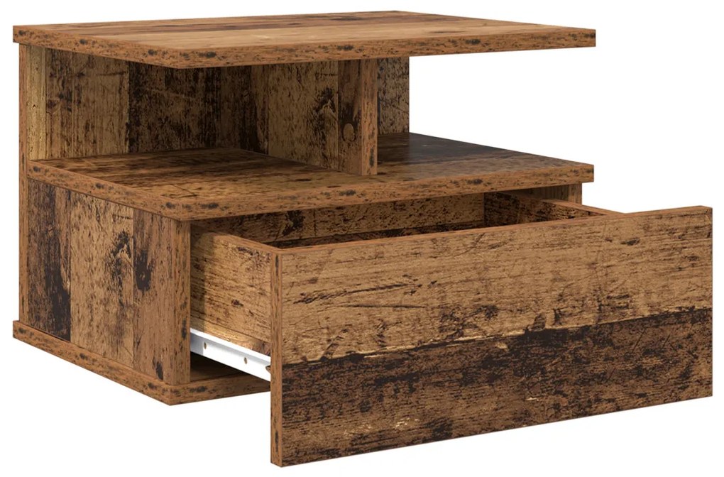 Falra Szerelhető Éjjeli Szekrények 2 db Régi fa 40x31x27 cm Reszelt Fa